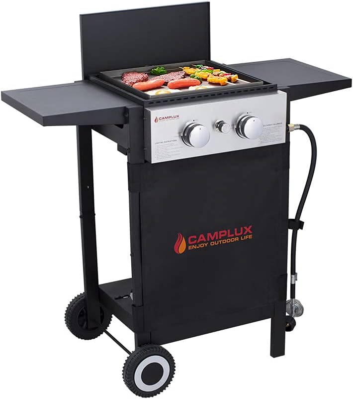 Flat Top Grill, Camplux Outdoor Gas griddle Combo 2 Burner with Lid,Black