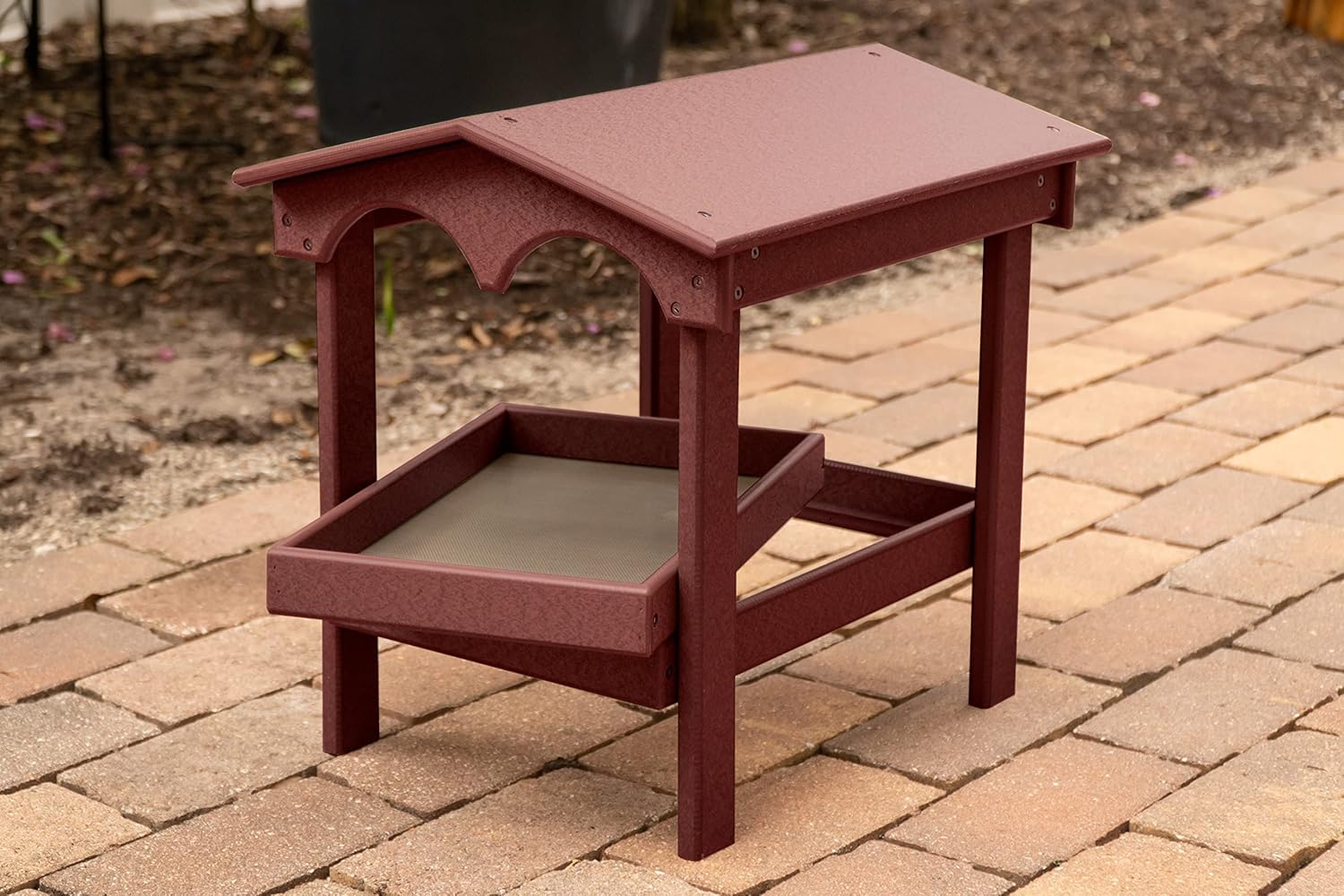 DutchCrafters Large Covered Ground Feeder with Removable Tray for Birds and Wildlife, Made from Plastic Poly - Amish Made in America (Turf Green)