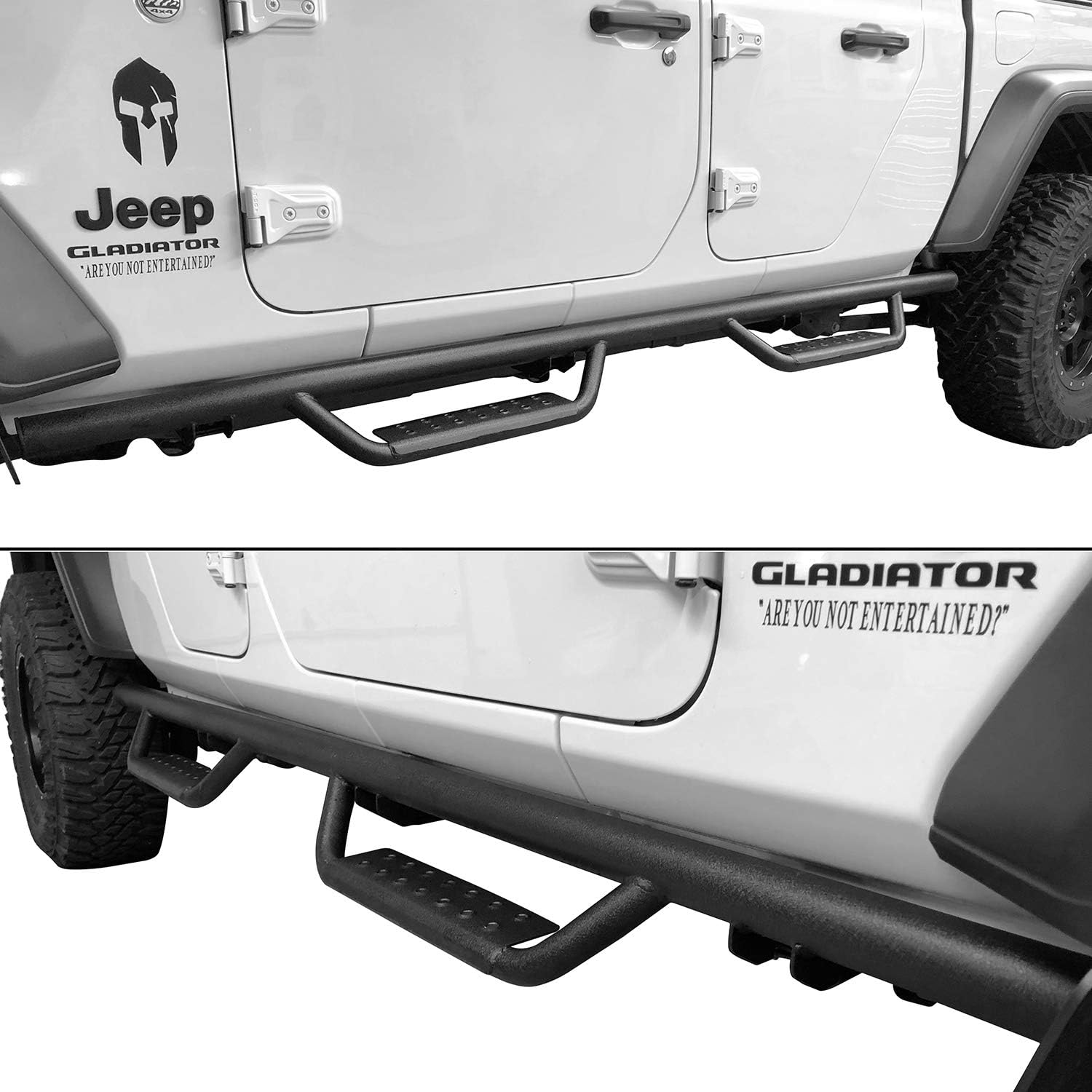 V8 GOD Gladiator Side Step Running Board Side Rail Tubular Nerf Bar Rock Slider Compatible with Jeep Gladiator JT 2020 2021 2022 Sport | Sport S | Overland | Rubicon | Rubicon Launch Edition