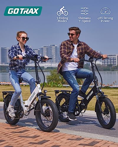 Gotrax 20" Folding Electric Bike with 55 Miles (Pedal-assist1) by 48V Battery, 20Mph Power by 500W, LCD Display and 5 Pedal-Assist Levels, Shimano 7-Speed&Front Suspension for Off-Road Bicycle