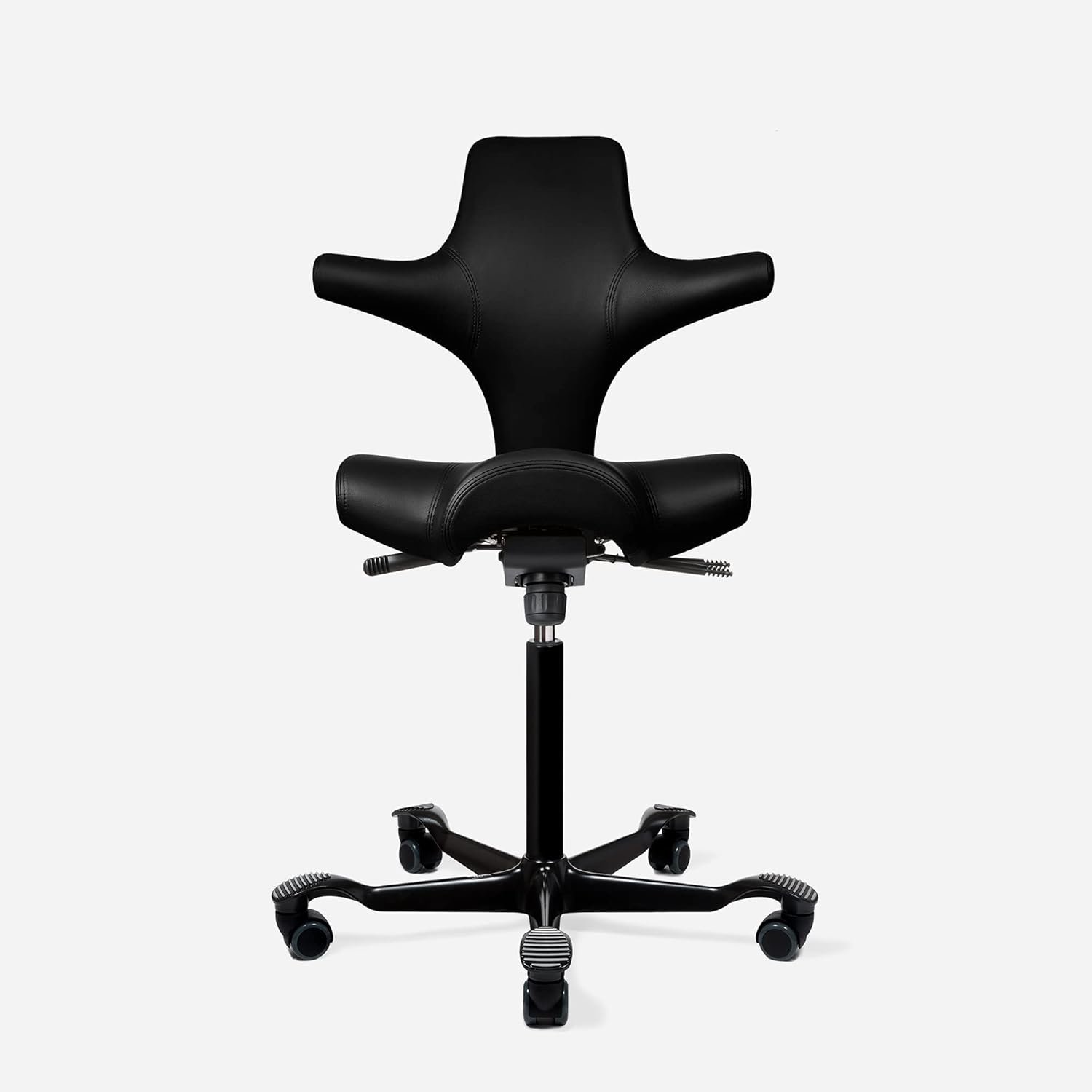 HAG Capisco Adjustable Standing Desk Chair - Silver Frame - PVC-Free Vinyl Onyx Black Seat