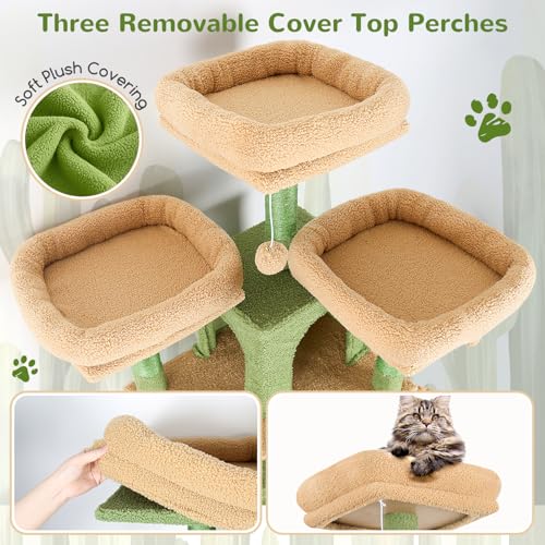 Globlazer Big Cat Tower for Indoor Cats, 80inch Cat Tower for Multiple Adult Cats XXL Cat Tree with Scratching Post, Hammock, 3 Perches, 2 Condos, 2 Hanging Basket, F80, Light Grey