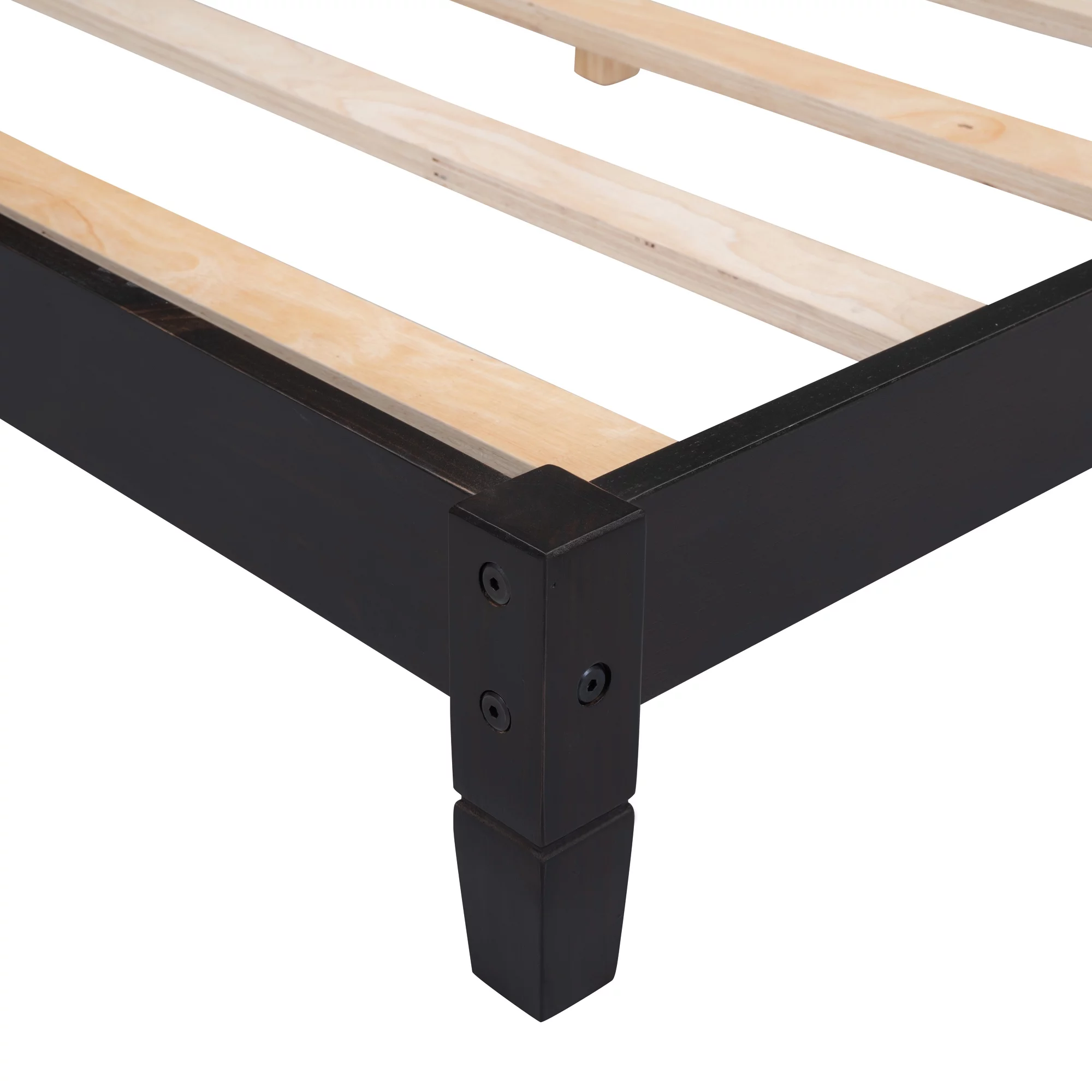 Sesslife Espresso Daybed, Full Size Solid Wood Sofa Bed Frame for Kids Teens Adults, Modern L-shape Daybed with Wooden Slats, No Box Spring Needed, 600lbs Capacity