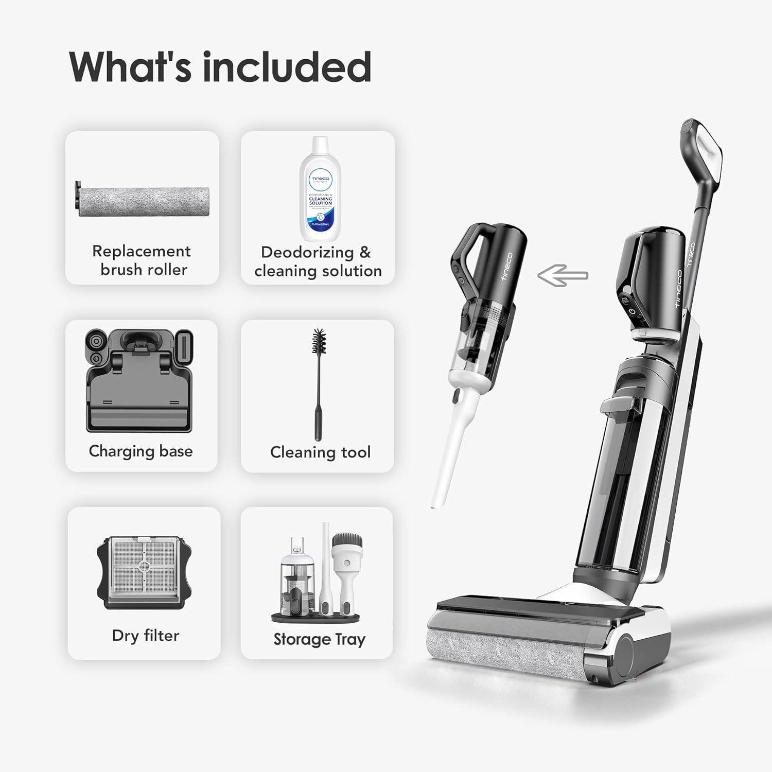 Tineco Smart Wet Dry Vacuum Cleaners, Floor Cleaner Mop 2-in-1 Cordless Vacuum for Multi-Surface, Lightweight and Handheld, Floor ONE S5 Combo