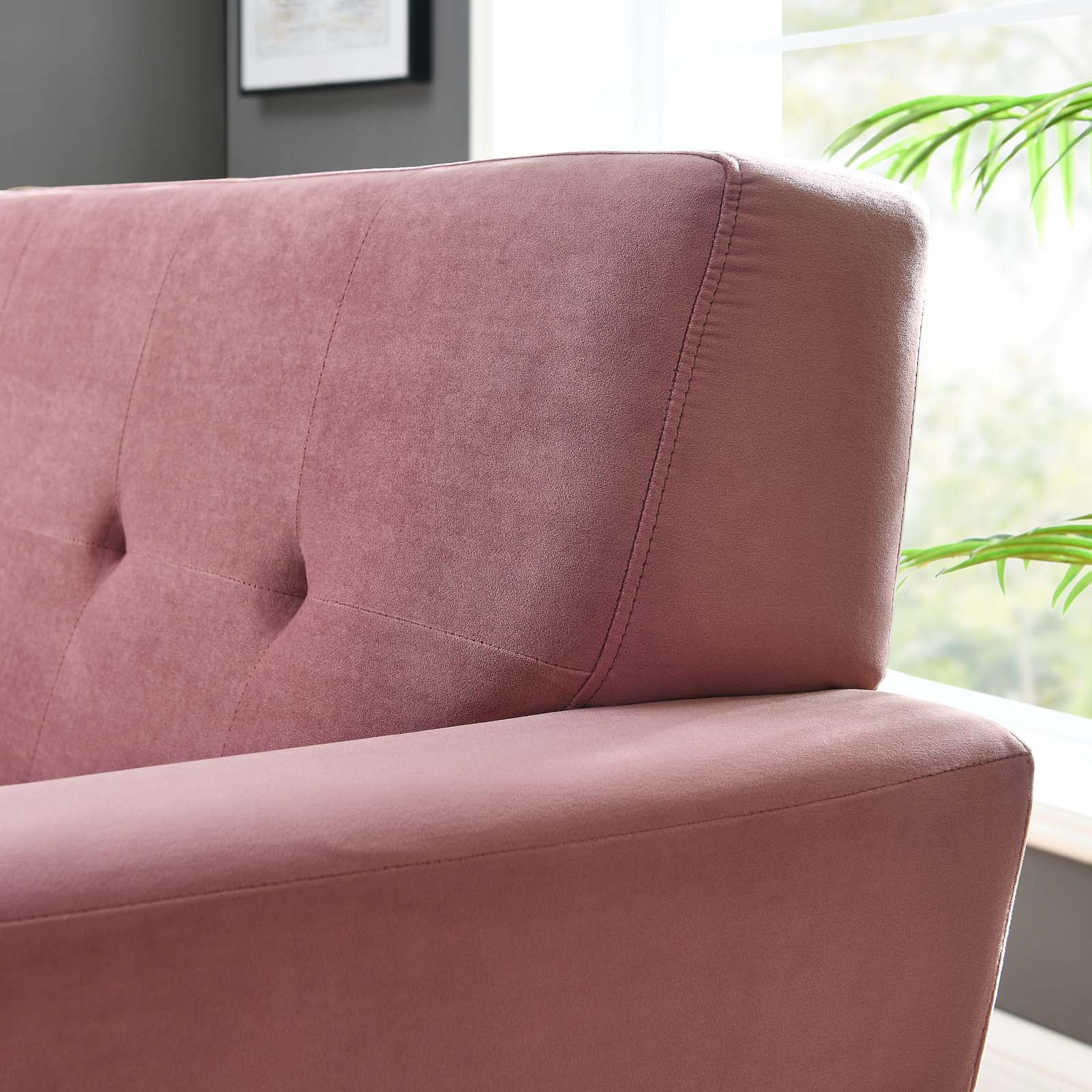 Modway Engage Performance Velvet Armchair in Dusty Rose