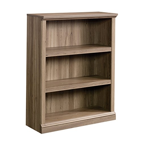 Sauder Harbor View Computer Desk with Hutch and 3-Shelf Bookcase, Salt Oak Finish