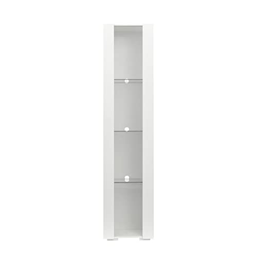 Modern 4-Shelves Display Cabinet with Clear Acrylic Door, Curio Cabinet Collection Display Case with LED Light for Home Office 12" D x 16" W x 68" H