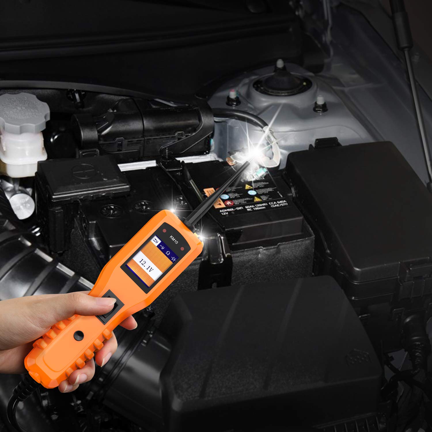 KZYEE KM50 Power Circuit Probe Kit, 12V 24V Automotive Circuit Tester Electrical System Tool, Frequency Duty Cycle Fuel Injection Circuit, AC DC Resistance Digital Voltage Tester, Short Finder
