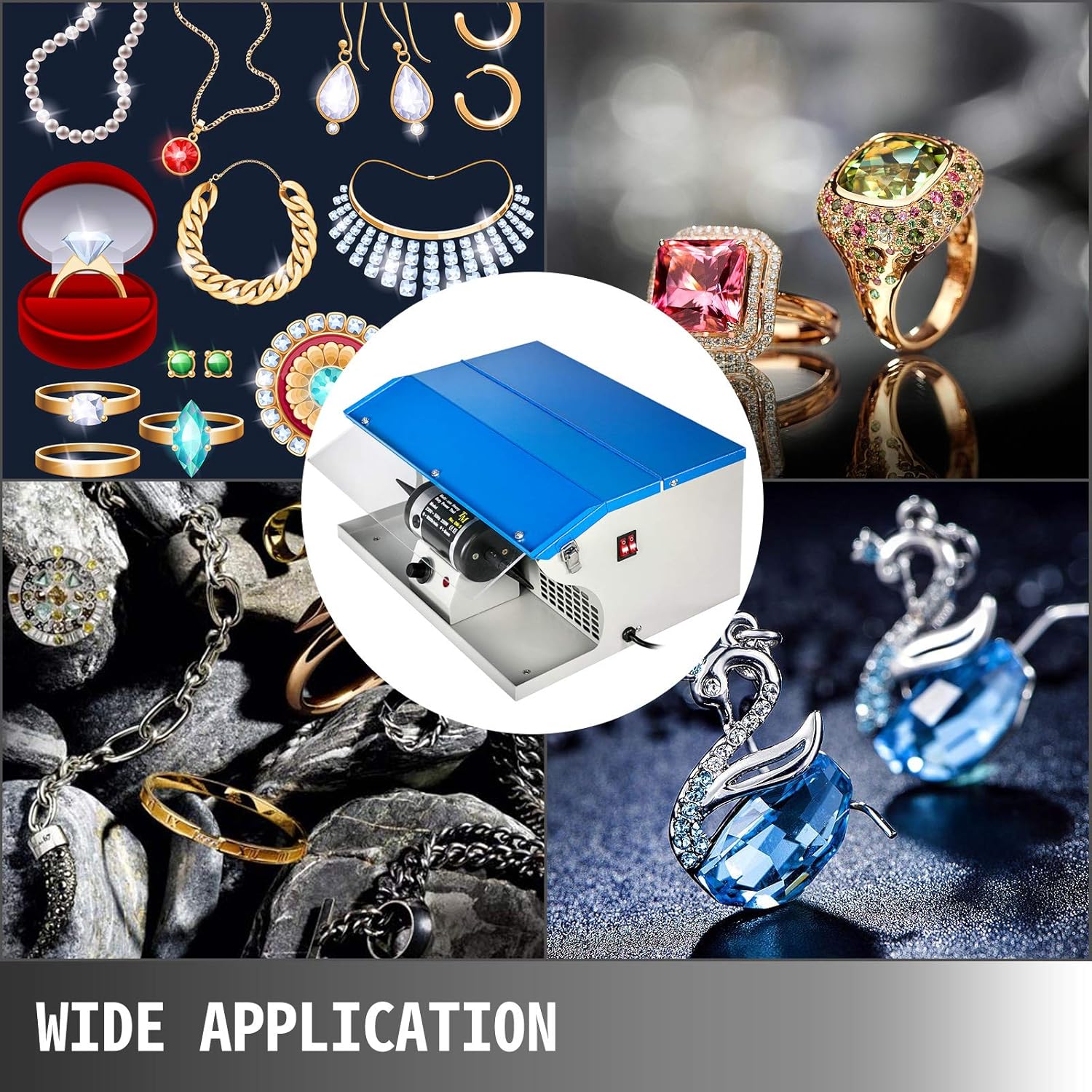 VEVOR Polishing Buffing Machine 200W Jewelry Buffing Machine 110V Jewelry Polishing Tool Dust Collector with Light Table Top Jewelry Buffer Polisher