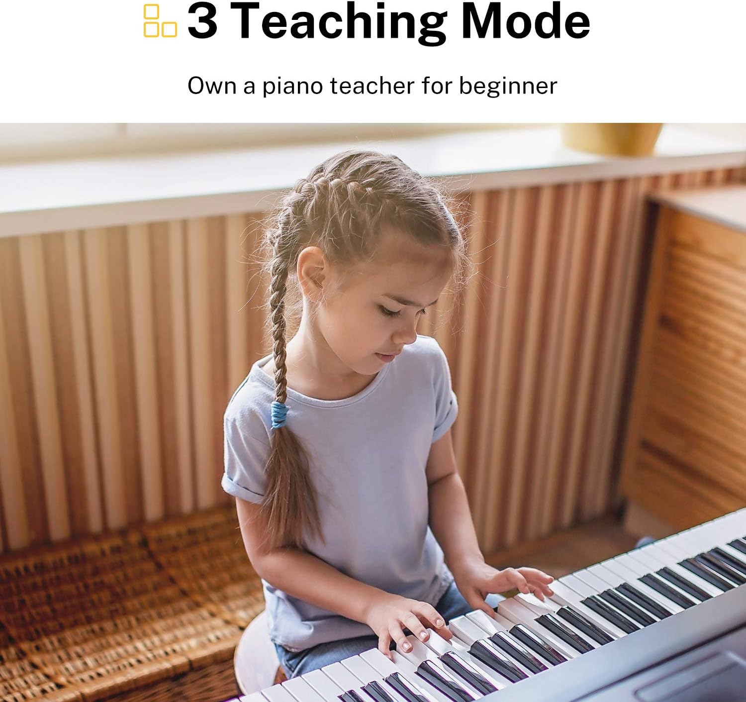 Donner Keyboard Piano, 61 Key Piano Keyboard, Full Size Electric Piano with Piano Stand, Stool, Microphone and Piano Course App, Supports MP3/USB MIDI/Audio/Microphone/Headphones/Sustain Pedal