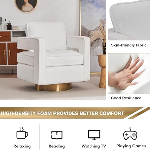 Swivel Barrel Chair,Modern Swivel Accent Chair Arm Chairs with Gold Stainless Steel Base, 360 Degree Upholstered Swivel Single Club Chair for Living Room Bedroom, Green