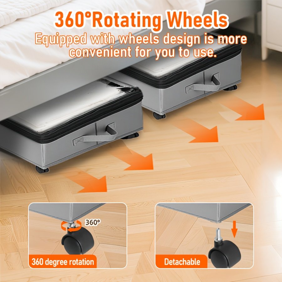 Under Bed Storage Box 30x16x7 Inch Foldable - Gray Fabric Storage Bag for Blankets Clothes Quilts Sweaters Pillows Sheets
