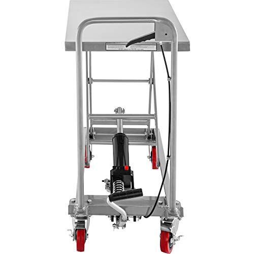 BestEquip Hydraulic Scissor 500LBS Capacity, Cart Lift Table Cart 28.5-Inch Lifting Height, Manual Scissor Lift Table w/ 4 Wheels and Foot Pump, Elevating Hydraulic Cart for Material Handling, in Red