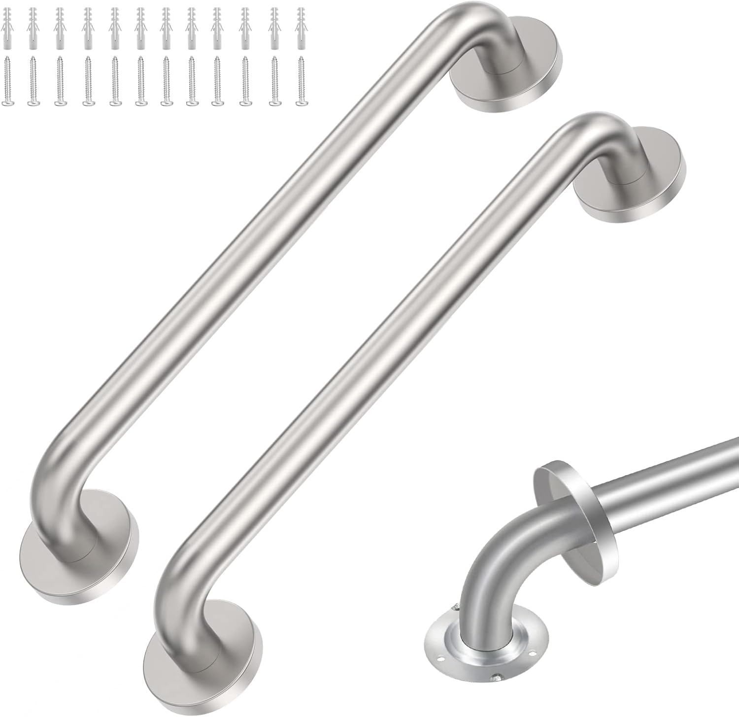 18 Shower Grab Bar, 2 Pack Brushed Nickel SUS304 Safety Bathroom Grab Bars with Concealed Screws, 500lbs Support Assist Bath Handle Balance Bar for Handicap Elderly Pregnant Pack of 2