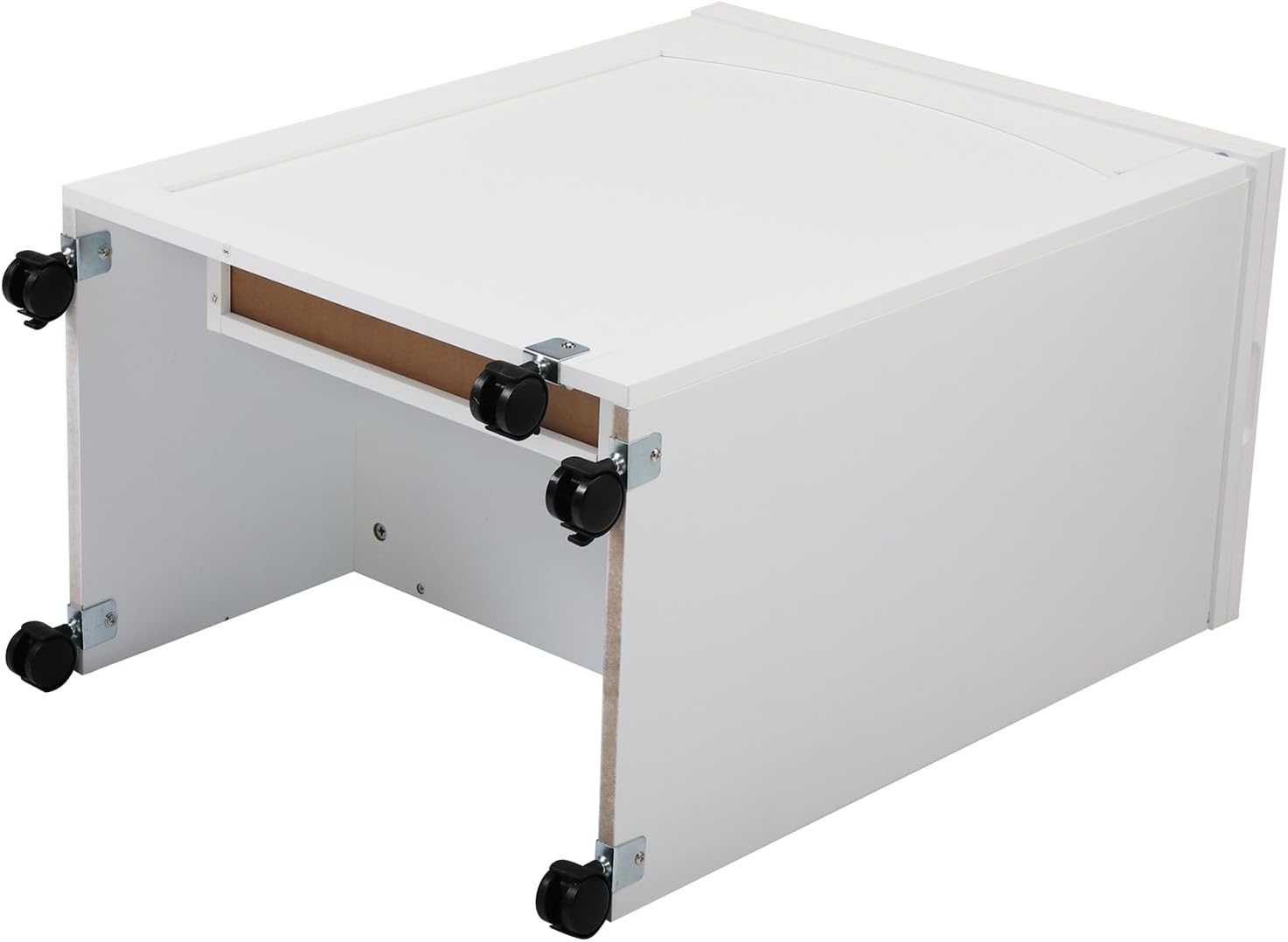 Folding Sewing Craft Cart&Sewing Cabinet Miscellaneous Sewing Kit Art Desk with Storage Shelves and Lockable Casters, White