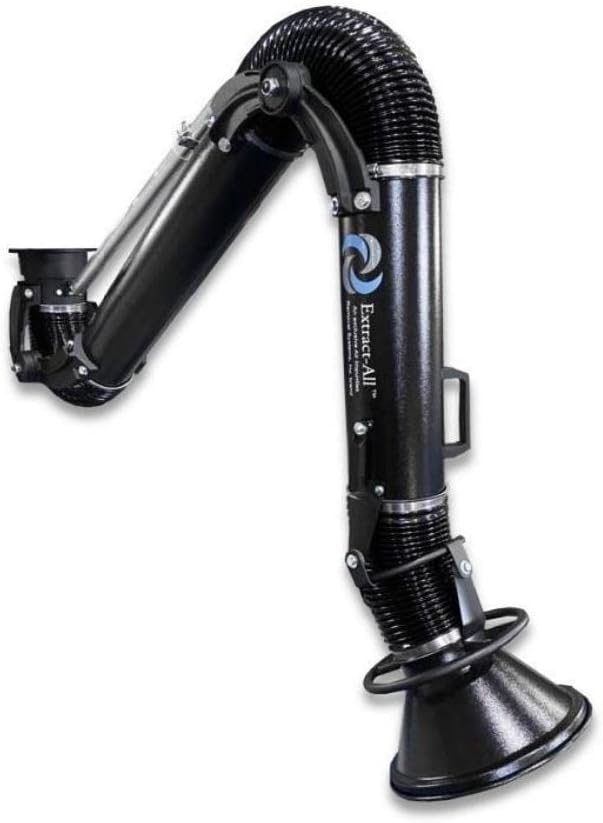 Wall-Mounted Dust Absorber for Air Purification, Expanded Diameter Capture Hood Welding Fume Extraction and Source Capture Arm Smoke Absorber with 180° Arm Swing (Black, 8"x10")