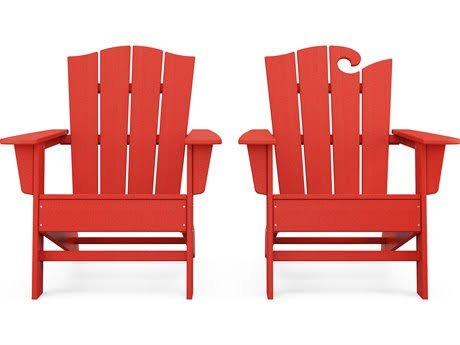 POLYWOOD Wave 2-Piece Adirondack Chair Set with The Crest Chair in Pacific Blue