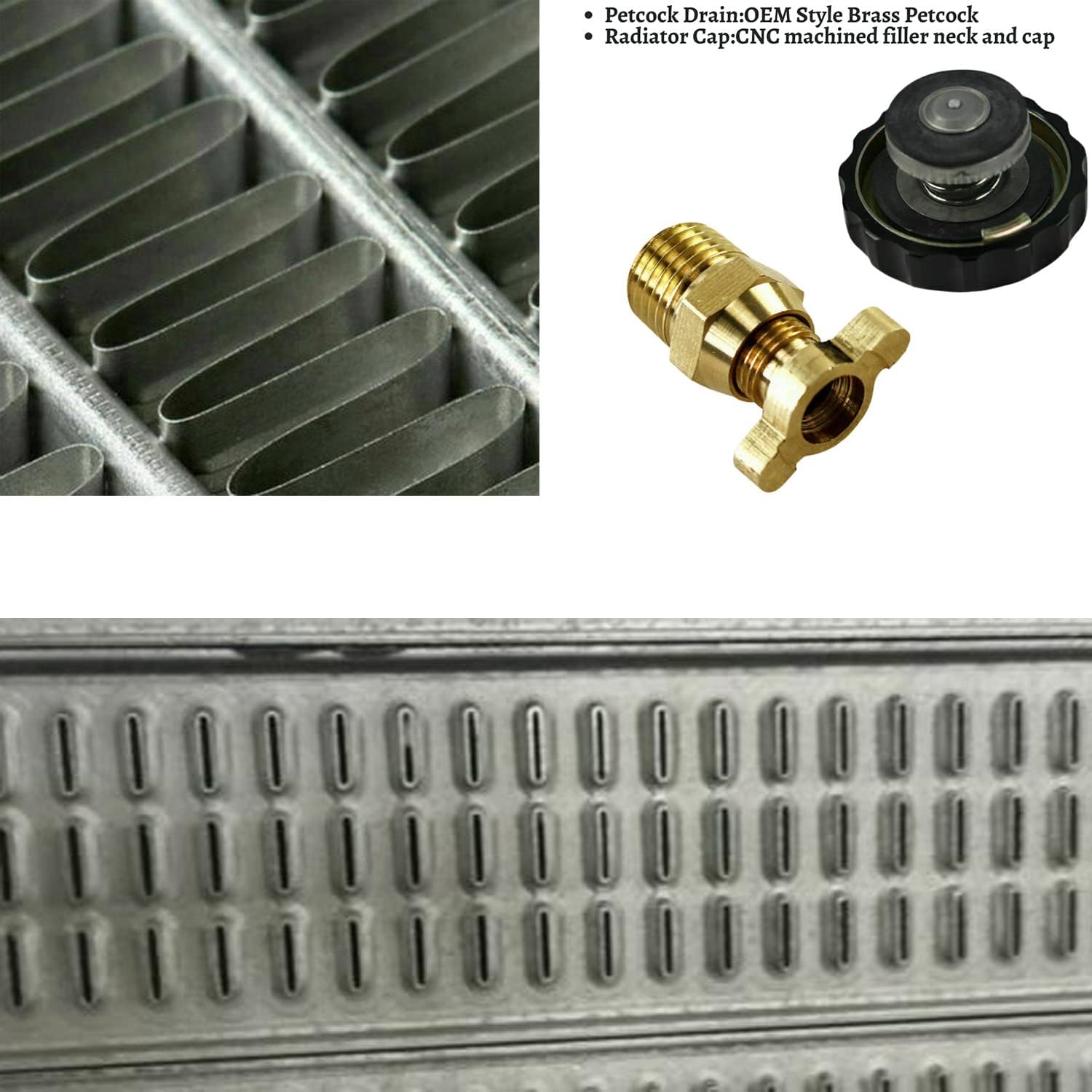 RadRace 3 Row Aluminum Radiator for 1963-1968 Chevy Bel Air Impala Biscayne 64-67 El Camino 67 68 Caprice 64 65 Chevelle 1964 1965 1966 1967 Radiators, 3 Row Radiator