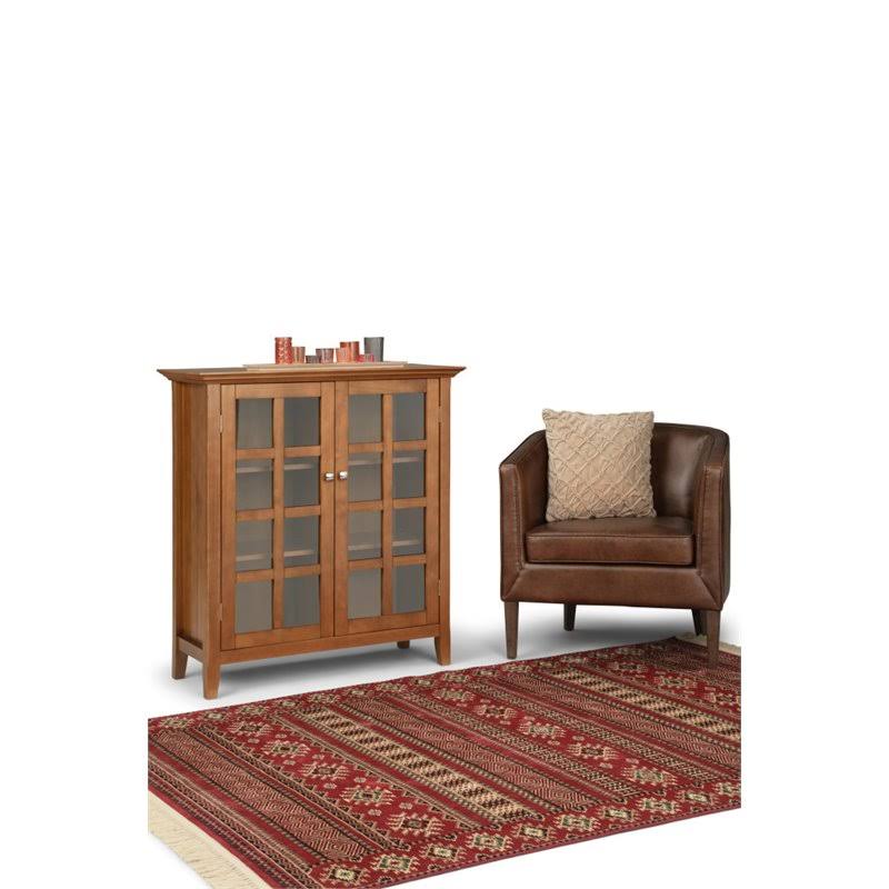 Simpli Home Acadian Solid Wood Medium Storage Cabinet in Light Golden Brown