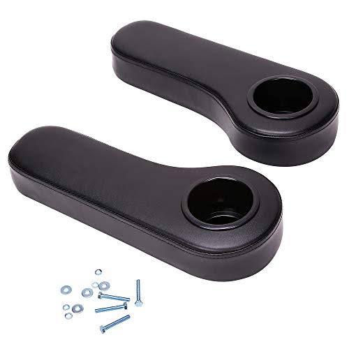 10L0L Golf Cart Rear Seat Kit Arm Rests with Cup Holder, Rear Seat Kit Universal EZGO, Club Car, Yamaha, More (Black)