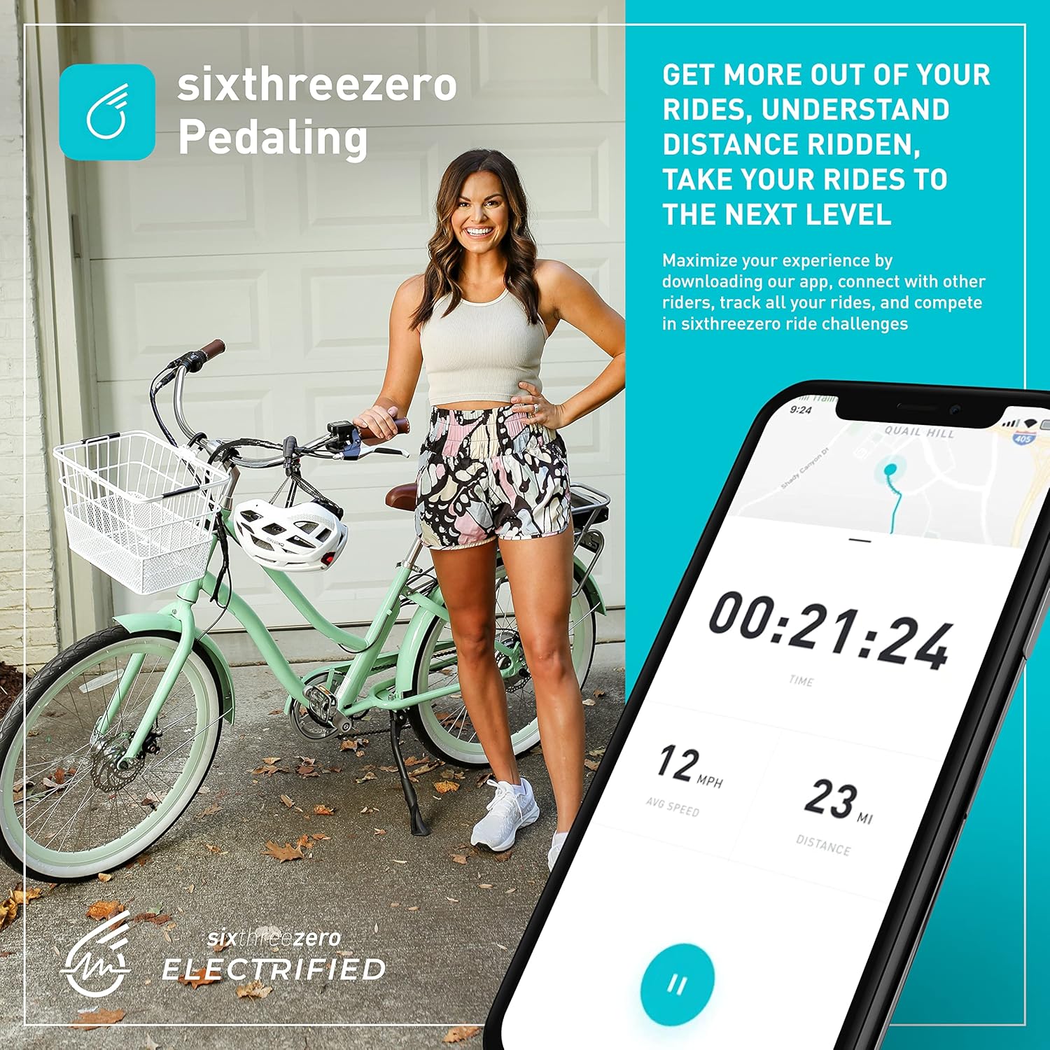 sixthreezero EVRYjourney Women's Electric Bike, 7-Speed Step Through Beach Cruiser eBike Bicycle, 250 Watt Motor, 26 Inch Wheels, Navy