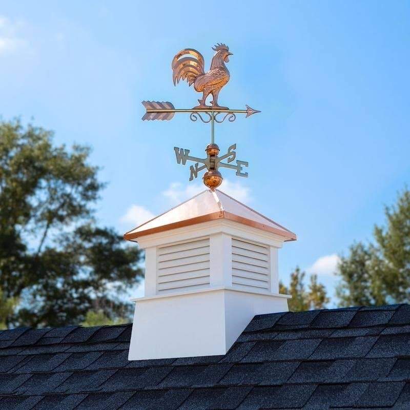 Good Directions Manchester 18 in. x 18 in. x 40 in. Square Vinyl Cupola with Rooster Weathervane