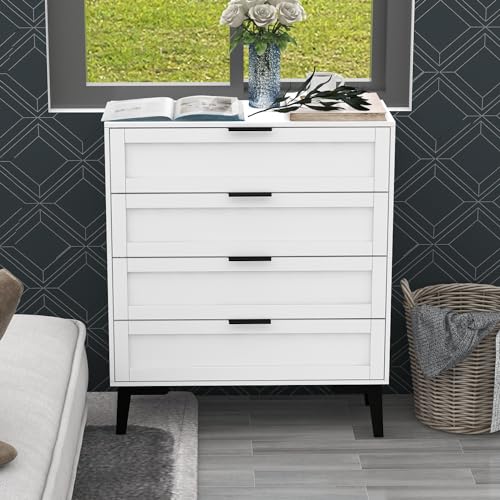 TaoHFE 6 Drawer Dresser for Bedroom Modern White Chest of Drawers for Nursery Wood Dresser for Kids Horizontal Dressers & Chests of Drawers for Bedroom Living Room (White/ 6 Drawer)