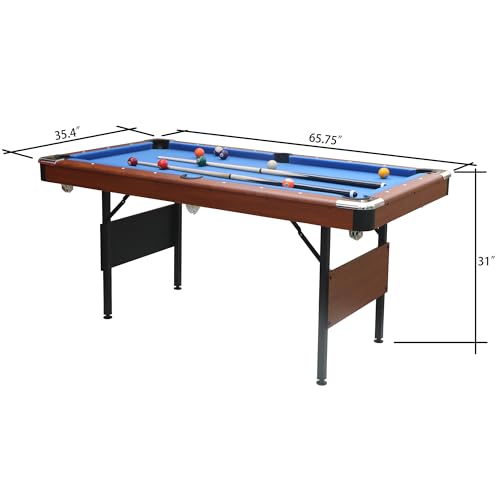 5.5 Ft Billiard Table-Portable Pool Table-Pool Arcade Game Table w/ 1 Set of 1-7/8" Billiard Balls,1 Pcs Brush, 2 Pcs Chalk,2 Pcs Cue Sticks for Living Room,Play Room,Game Room