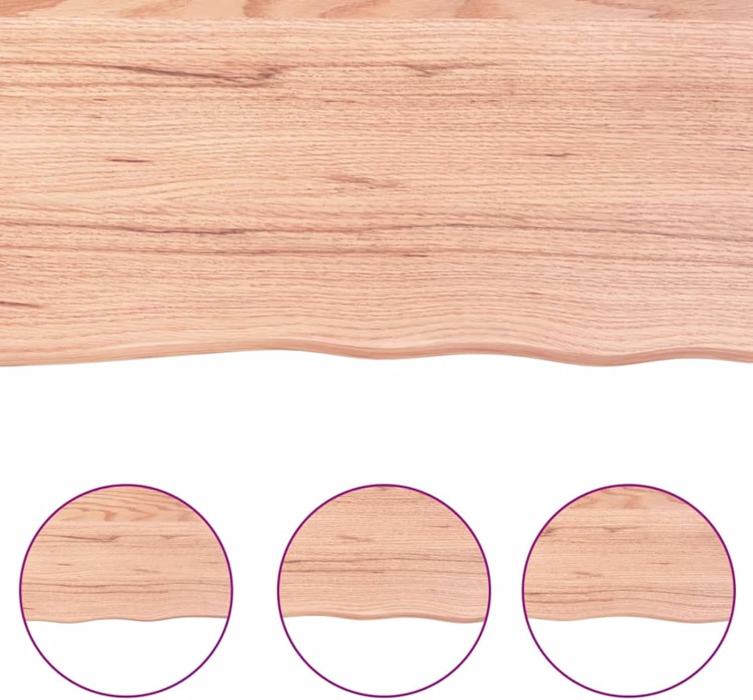 Tidyard Table Top Light Brown 39.4inx23.6inx(0.8in-2.4in) Treated Solid Wood Live Edge Replacement Tabletop, Kitchen Tabletop for Dining Tables, Coffee Tables, Garden Tables, Bar Tables, Desks