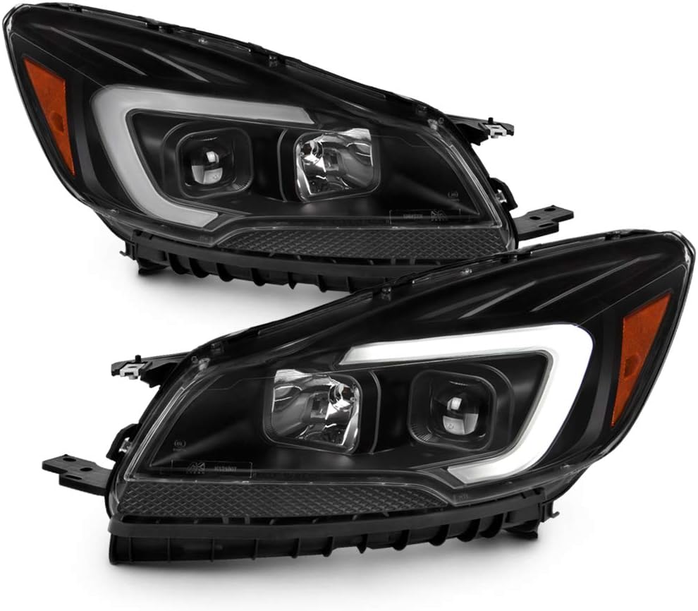 ACANII - For 2013-2016 Ford Escape LED Light Tube Black Projector Headlights Headlamps Replacement Driver+Passenger Side