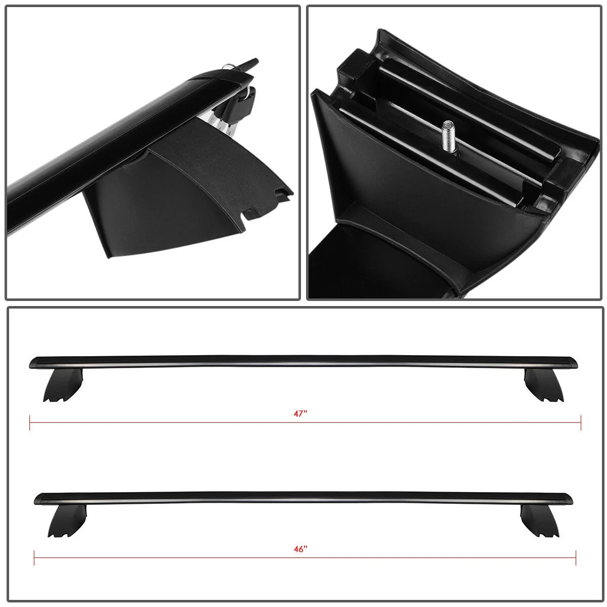 For Jeep OE Aluminum Top Rail Roof Rack Cross Bar w/Lock Aluminum Bolt-on
