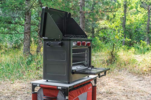 Camp Chef Deluxe Outdoor Camp Oven - Stainless Steel, Insulated Oven Box, Matchless Ignition - Charcoal Gray (COVEND)