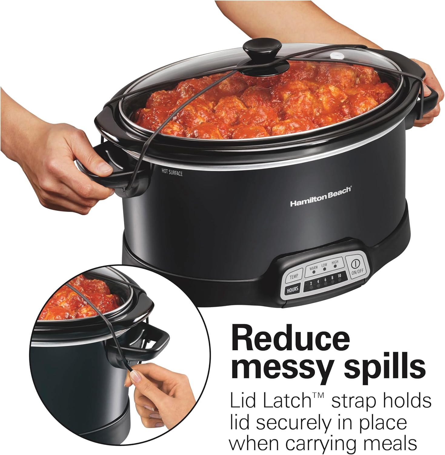 Hamilton Beach 35032 Professional Style Electric Deep Fryer, Frying Basket with Hooks & Portable 7 Quart Programmable Slow Cooker with Three Temperature Settings