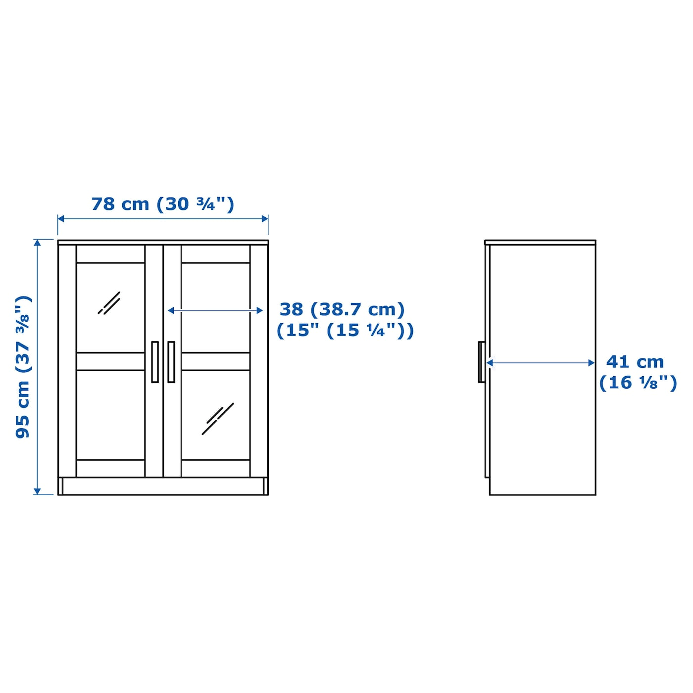 IKEA - BRIMNES Cabinet with Doors, glass/black, 30 3/4x37 3/8