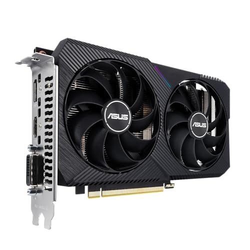 ASUS Dual NVIDIA GeForce RTX 3050 6GB OC Edition Gaming Graphics Card - PCIe 4.0, 6GB GDDR6 Memory, HDMI 2.1, DisplayPort 1.4a, 2-Slot Design, Axial-tech Fan Design, 0dB Technology, Steel Bracket