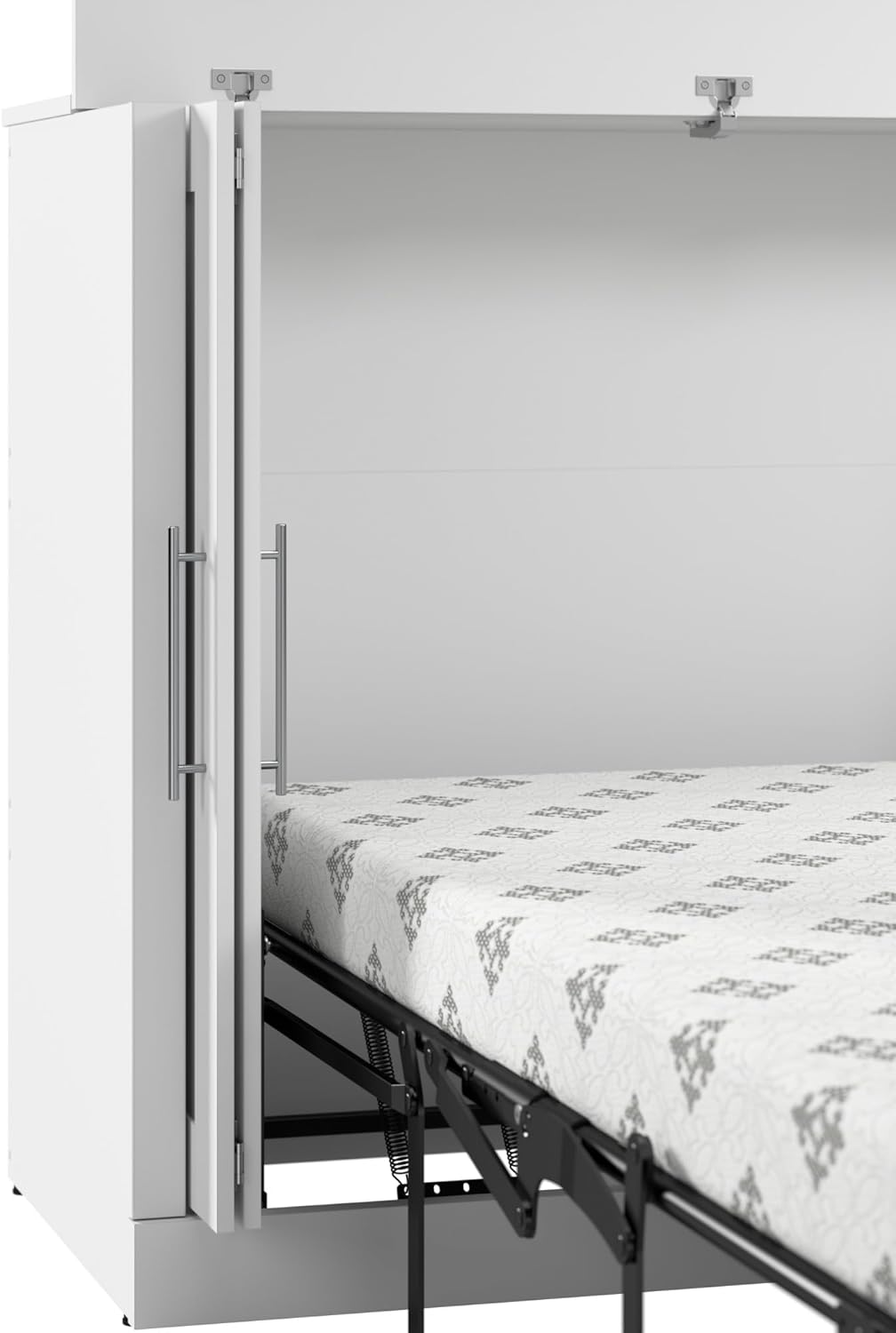 Bestar Pur 69W Murphy Cabinet Bed with Mattress, Space-Saving Sleeping Arrangement for Multipurpose Guest Room or Home Office, Full, White