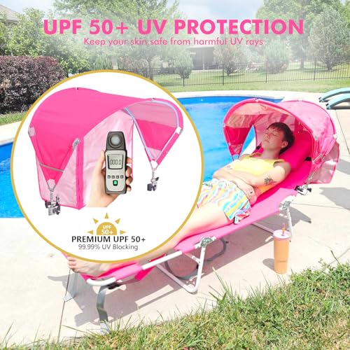 Backpack Beach Tanning Chair with Face Hole Sun Canopy Umbrella, Folding Lounge Chair Reclining 6 Position for Adults Outside Sunbathing Reading Poolside Camping, UPF 50+ Sun Shade, 2 Pack