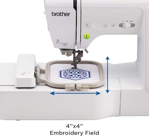 Brother SE600 Sewing and Embroidery Machine, 80 Designs, 103 Built-In Stitches, Computerized, 4" x 4" Hoop Area, 3.2" LCD Touchscreen Display, 7 Included Feet