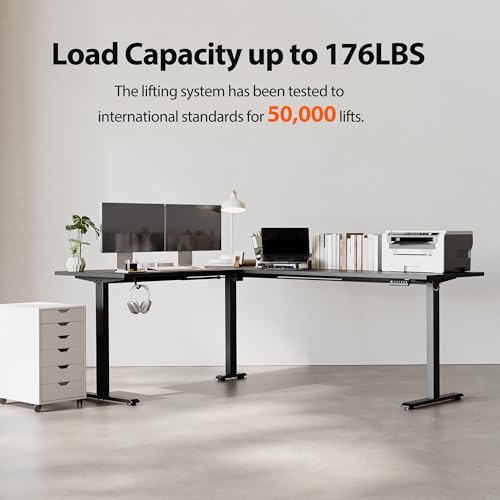 Agilestic L Shaped Electric Standing Desk with 2 Drawers, 63 Inch Ergonomic Adjustable Height Desk with Storage, Corner Desk Sit Stand up Computer Table for Work Office Home, Rustic Brown