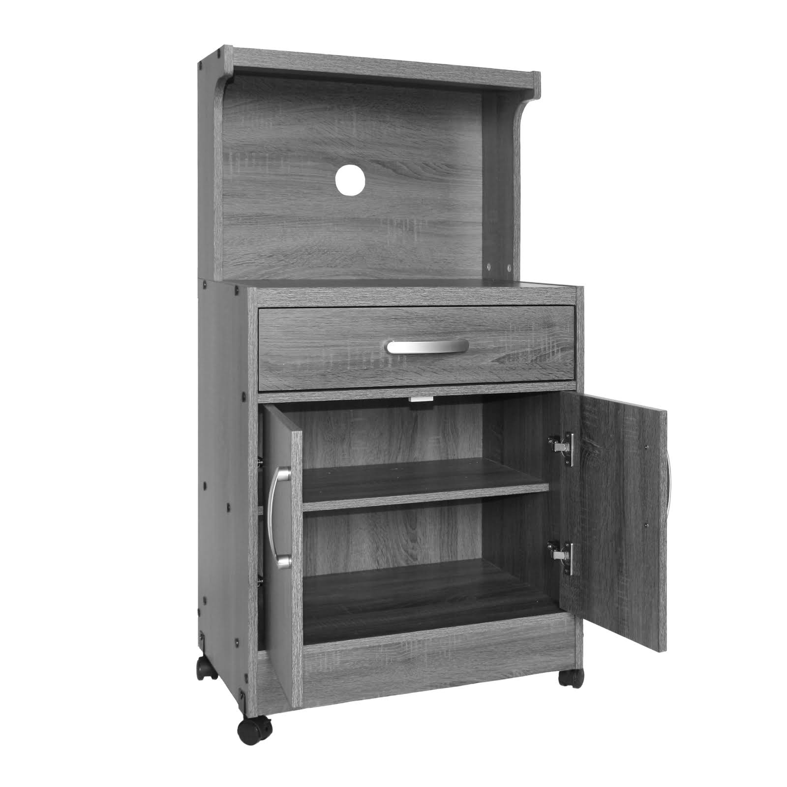 Better Home Products Shelby Kitchen Wooden Microwave Cart in Mahogany