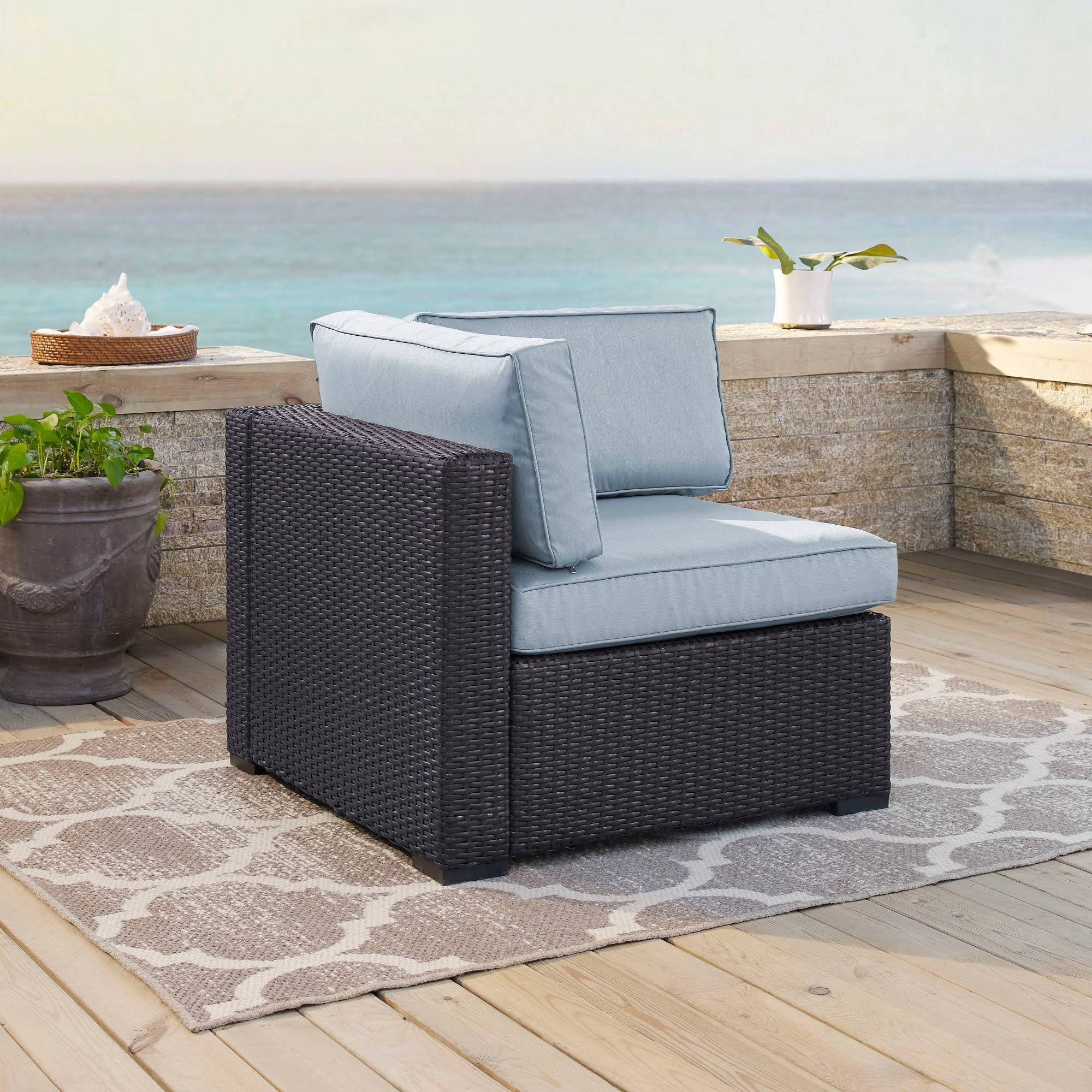 Crosley Brands Biscayne Outdoor Wicker Corner Chair Mist/Brown