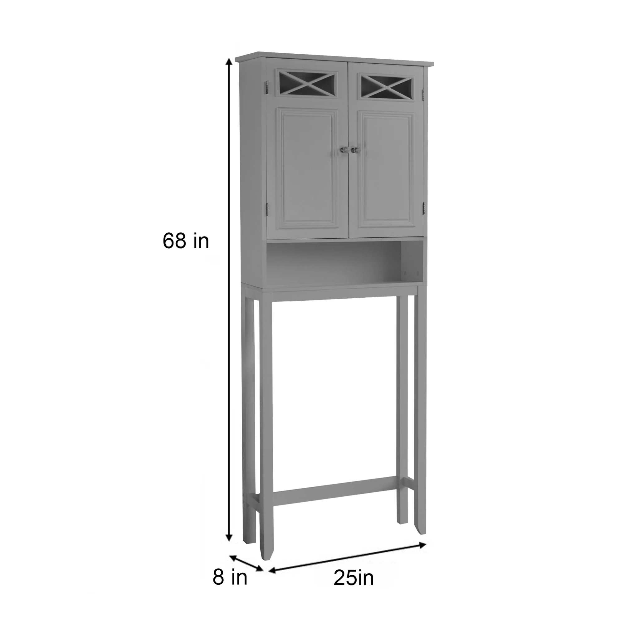 Teamson Home Dawson Contemporary Wooden Over-the-Toilet Storage Cabinet with 2 Doors, Gray