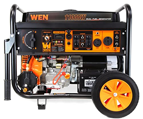 WEN 14,500-Watt 120V/240V Tri-Fuel Generator for Gas, Propane, and Natural Gas, Transfer-Switch Ready with Electric Start, Wheel Kit, and CO Watchdog (TF1450X)