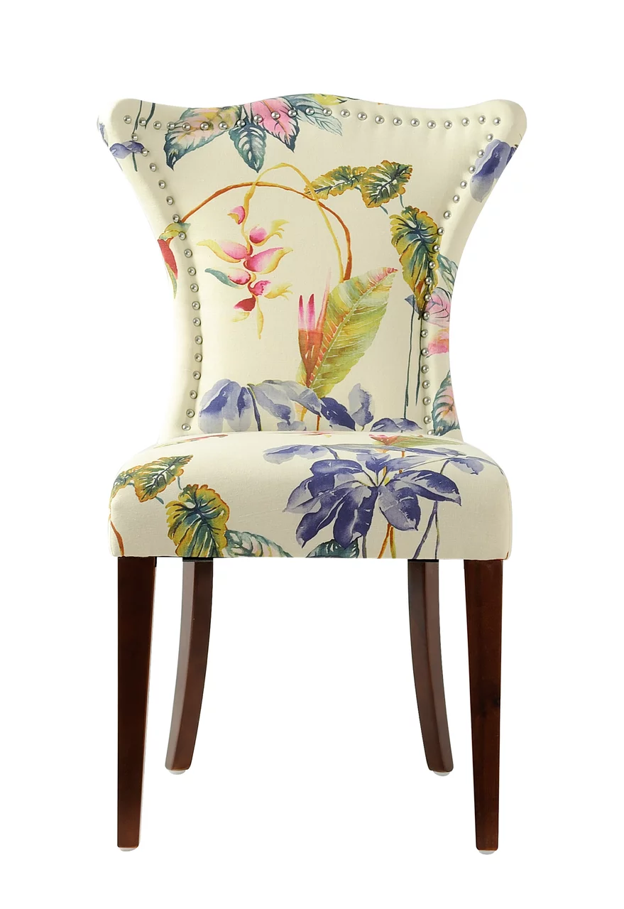Paradise Upholstered Accent Chair Off White Floral Fabric