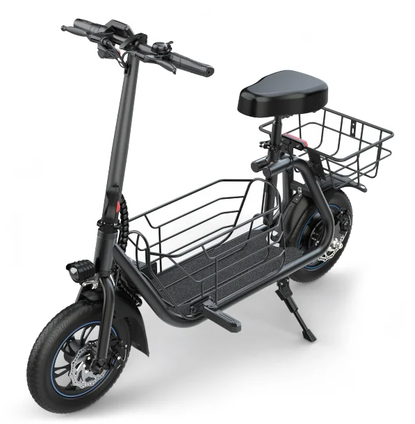 Athletgo C1S 550W Electric Scooter with Big Seat for Adult, 12 inch Commuter Electric Scooter with Front And Back Basket - up to 25 Miles 18.6MPH