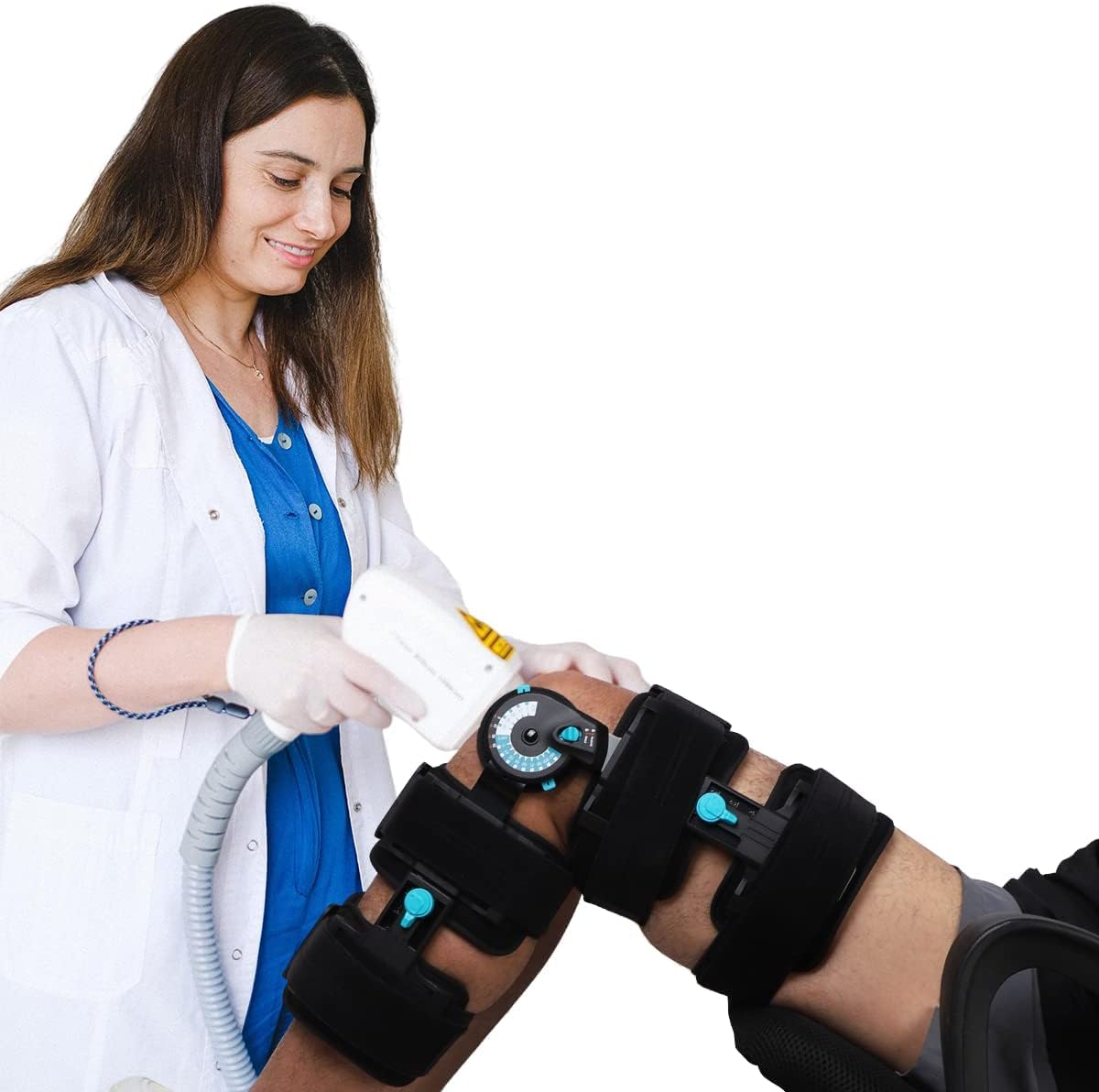 Orthomen Hinged Post Op Knee Brace, Adjustable ROM Leg Stabilizer Recovery Immobilization After Surgery - Medical Orthopedic Guard Protector Immobilizer Brace for Injury, Universal