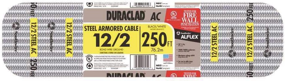 Southwire 55274901 Type AC Armored Cable, 12 AWG
