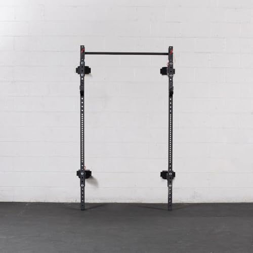 Titan Fitness T-3 Series 82-inch Wall Mounted Folding Power Rack, Space Savings Rack, Folds up to 5" from The Wall