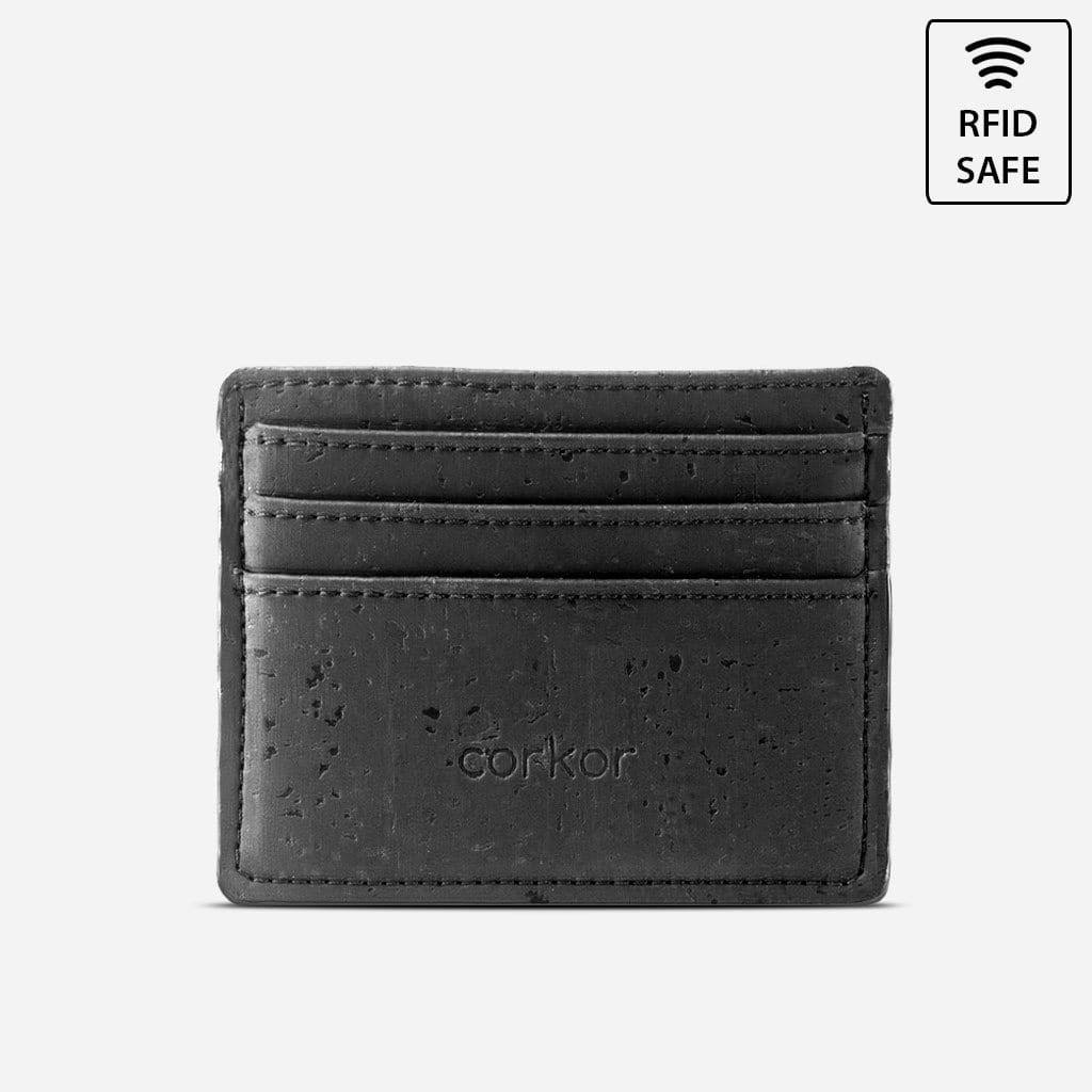 Corkor Vegan Cork Card Case Wallet, Black