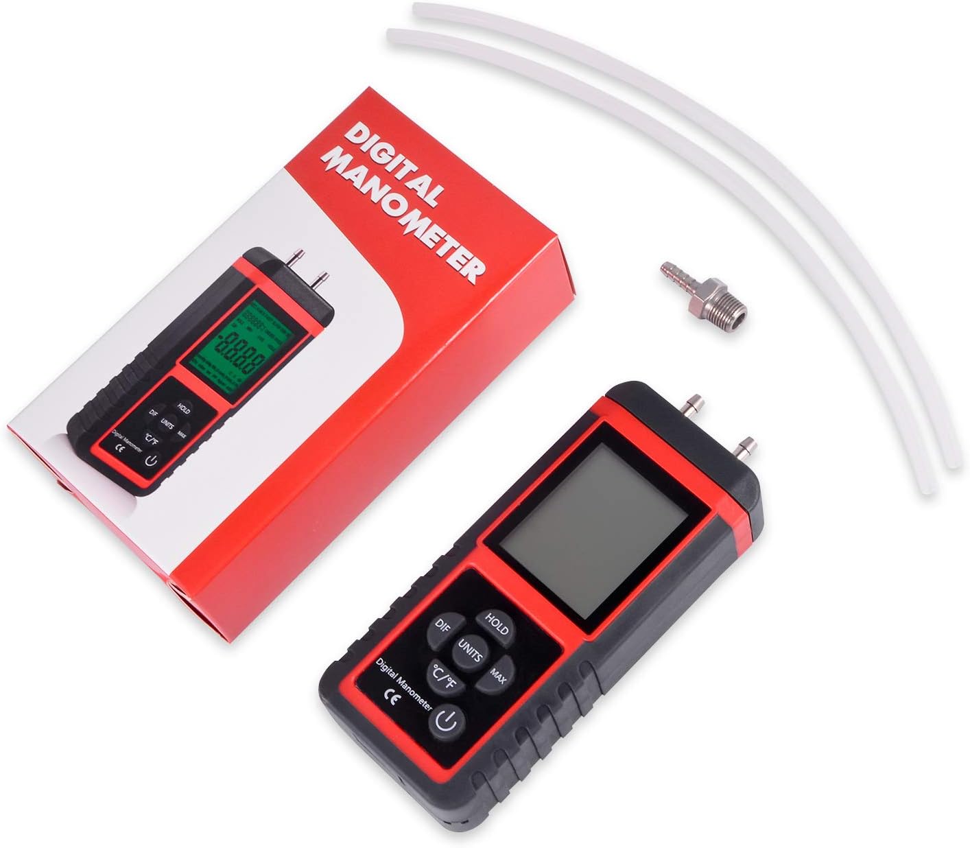 EHDIS Manometer Gas Pressure Tester Digital Air Pressure Meter Differential Pressure Gauge HVAC Gas Pressure Tester Pack of 2